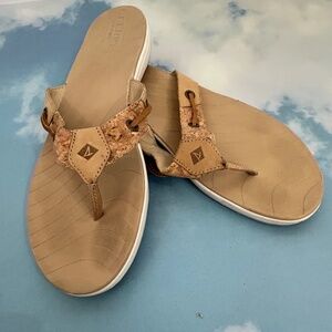 Sperry Top-Sider Women's Leather Cork Thong Flip Flop Brown